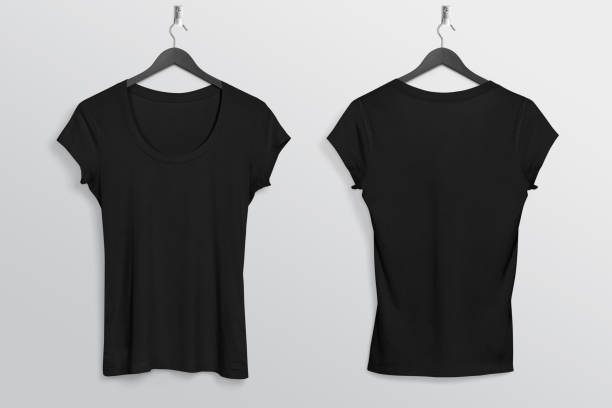 istock Hanging plain black short sleeves shirt on wall 1206210951