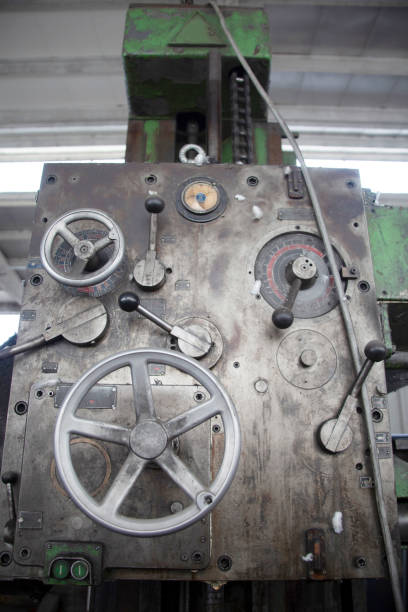 istock Mechanical industry old machinery lathe. Old technology. 1206211722