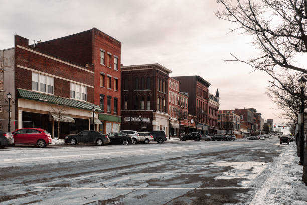 Syracuse, NY, USA - November 29, 2013: Walton St. is part of Armory Square, a revitalized district in downtown Syracuse, New York, with shops, eateries, and bars.