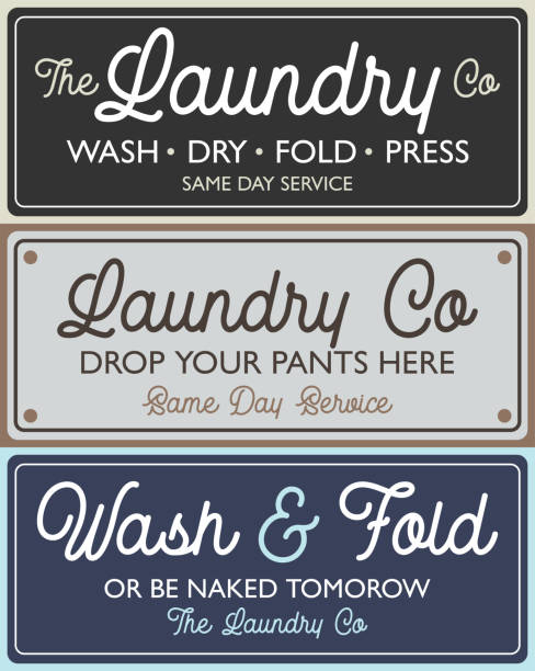 Vintage, retro Laundry Room sign for stylish home design vector set art