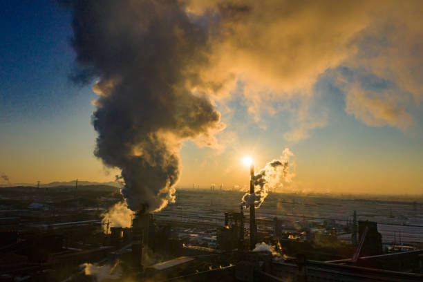 istock Industrial area sunset in winter 1206216665