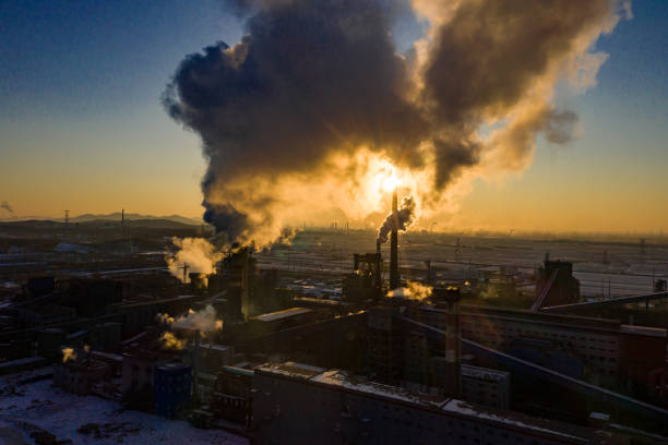 istock Industrial area sunset in winter 1206216709