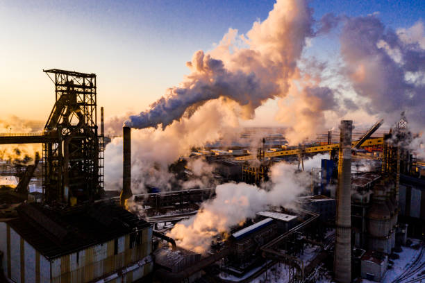 istock Industrial area sunset in winter 1206216733