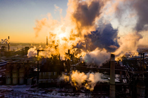 istock Industrial area sunset in winter 1206216809