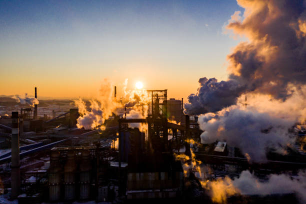 istock Industrial area sunset in winter 1206216863