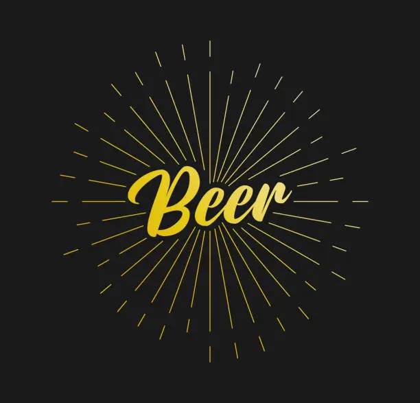 Vector illustration of Beer. Sunburst Line Rays. For Greeting Card, Poster and Web Banner. Vector Illustration, Design Template.