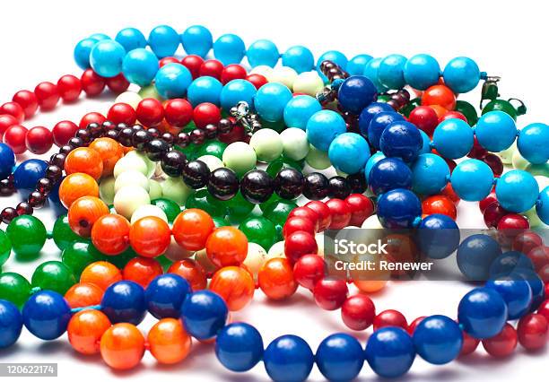 Different Precious Gem Jewelry Necklaces Isolated Stock Photo - Download Image Now - Bead, Blue, Color Image