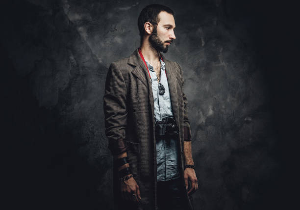 istock Man is posing for photographer with photo camera 1206223433