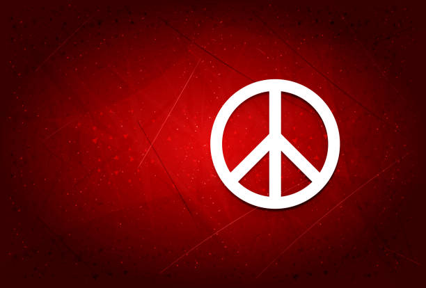 istock Peace sign icon modern trendy abstract red background illustration 1206225275