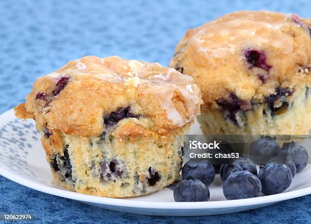 Blueberry Muffins Stock Photo - Download Image Now - Blueberry Muffin, Plate, No People