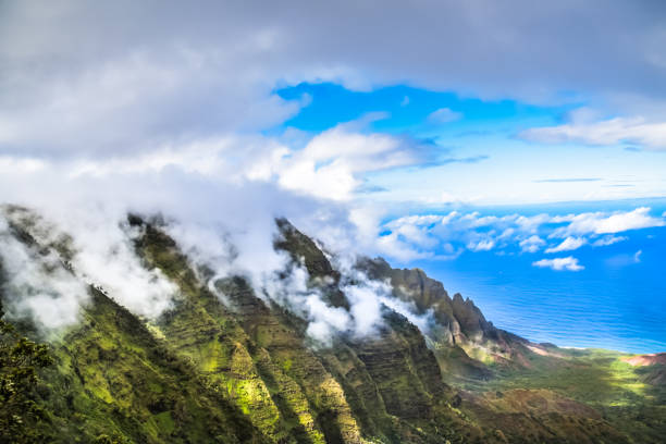 panoramic view in the waimea canyon kauai, hawaii - waimea canyon state park imagens e fotografias de stock