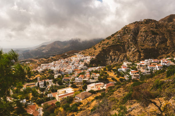 picturesque aperi village, karpathos - greek islands greece day full frame imagens e fotografias de stock