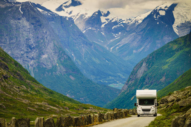istock Camper car in norwegian mountains 1206239911