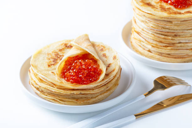 istock Traditional russian pancakes with red caviar. Maslenitsa week. Maslenitsa. 1206243869