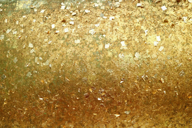 Texture of Glittering Gold Leaves on the Buddha Image