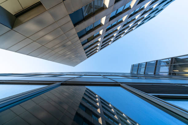 istock Low angle view of skyscrapers with blue sky 1206246825