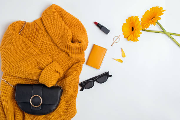 istock Stylish female clothes and accessories set, top view. 1206248917