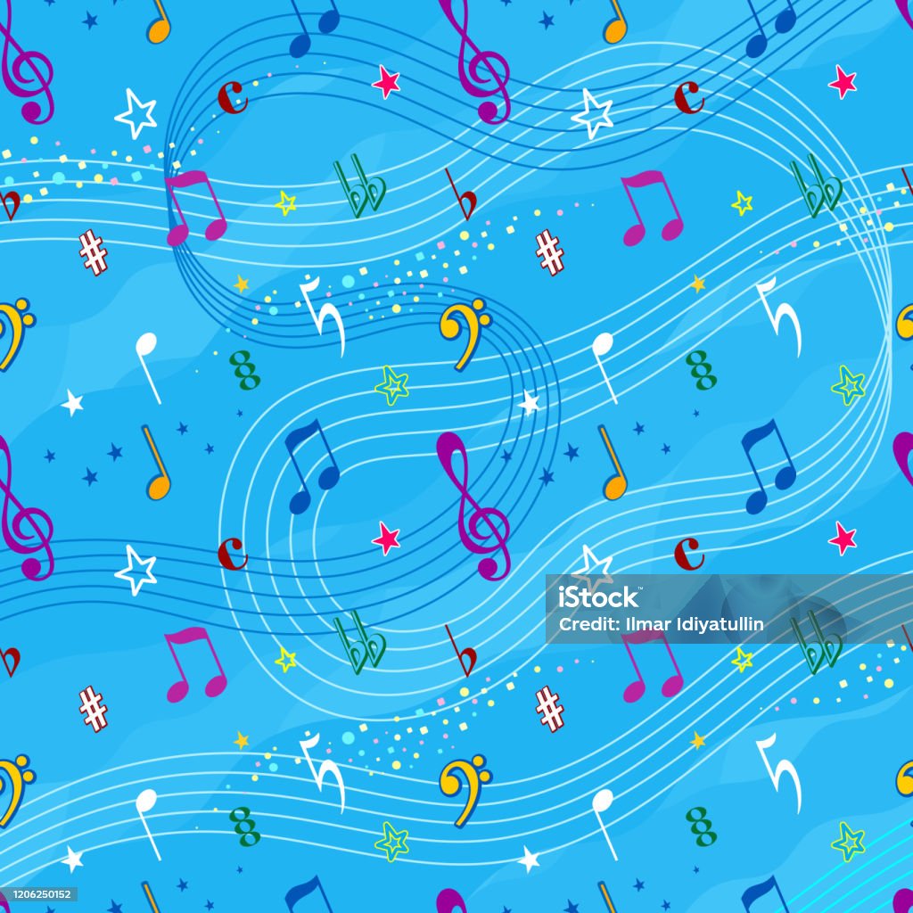 Ilustración de Fondo Sin Costuras Sobre Un Tema Musical En Tonos Azules  Fondo De Notas Musicales y más Vectores Libres de Derechos de Cantar -  iStock
