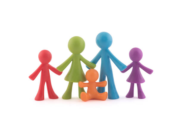istock Colorful family figurines on white background with clipping path 1206250765