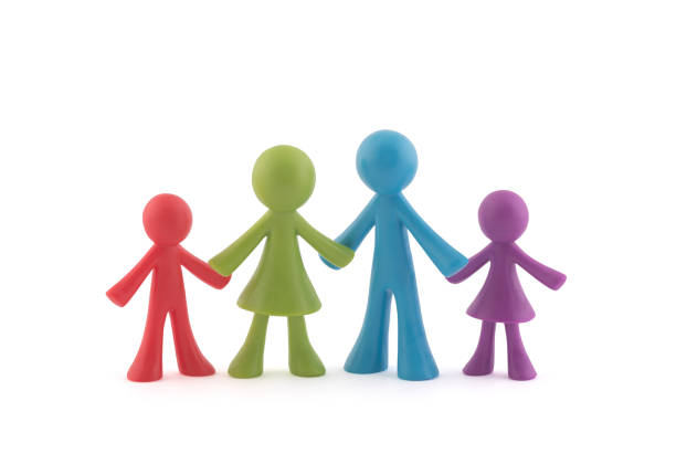 istock Colorful family figurines on white background with clipping path 1206250811