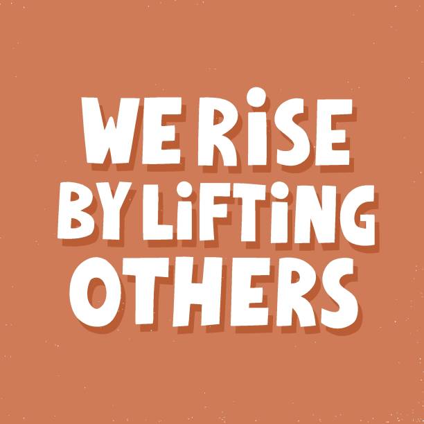 istock We rise by lifting others. Hand drawn vector lettering. Inspirational concept for poster, t shirt, banner 1206256804