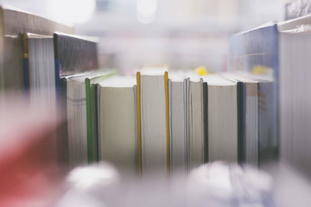 istock Reading and science concept: Books in the public library. Close up picture. 1206259092