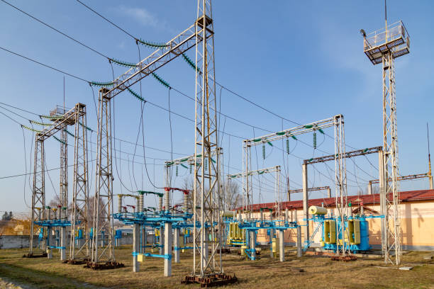 istock Infrastructure of electrical substation distributing renewable energy 1206261555