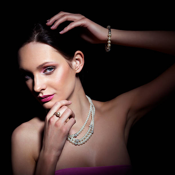 istock Beauty with pearl jewelry 120626481