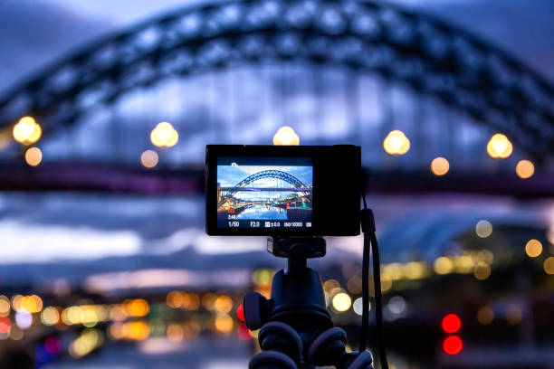 istock Bridge seen on the back screen of a camera on tripod 1206265010