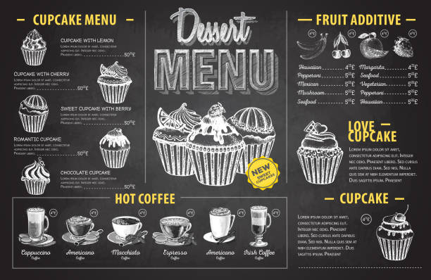 istock Vintage chalk drawing dessert menu design. Fast food menu 1206267484