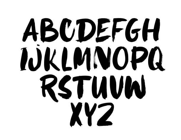 istock Black ink alphabet hand drawn vector template. Grunge dry brushstrokes letters design. 1206274739