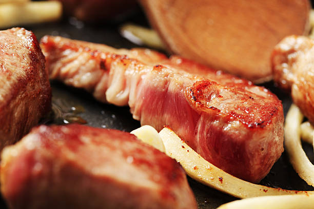 istock Pan frying pork and garlic 120627639