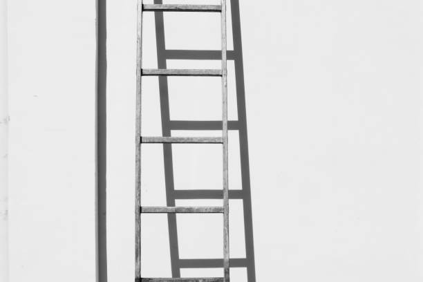 istock Metal Ladder On White Wall 1206278083