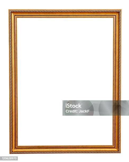 Schlichte Klassische Gold Frame Auf Weißem Hintergrund Stockfoto und mehr Bilder von Bilderrahmen