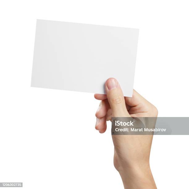 Hand Hält Leere Karte Auf Weiß Stockfoto und mehr Bilder von Hand - Hand, Menschliche Hand, Kartenspiel