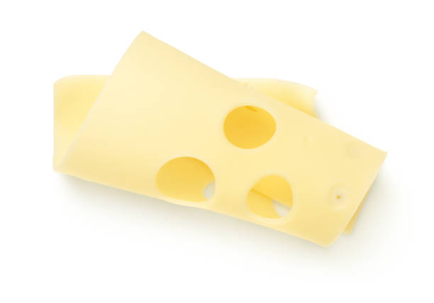 эмменталер с�ыр ломтик изолированы на белом фоне - dutch cheese фотографии стоковые фото и изображения
