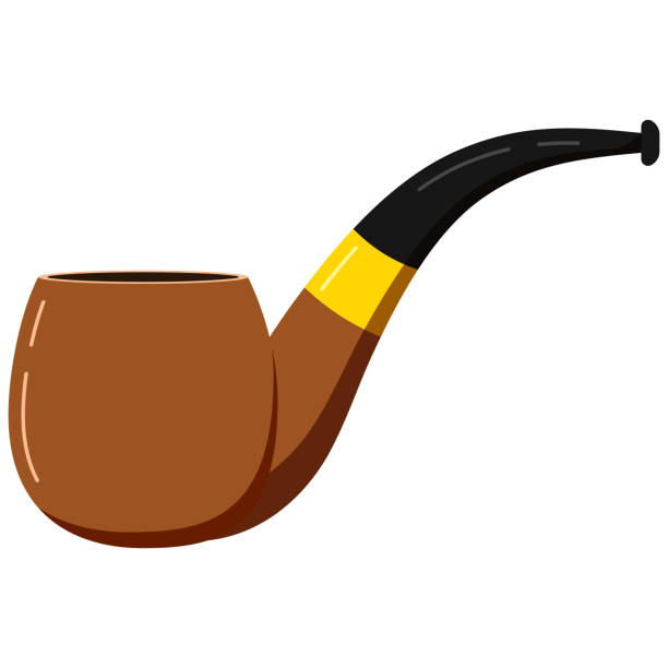 Smoking pipe vector icon isolated on white background. Smoking pipe vector icon isolated on white background. Vintage brown wooden pipe tobacco sign, flat design cartoon style illustration. Old man or detective accessory. pipe smoking pipe stock illustrations