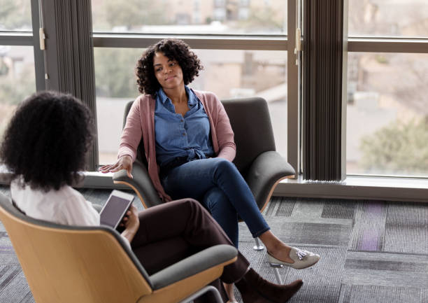 istock Vulnerable counseling patient talks with counselor 1206311528