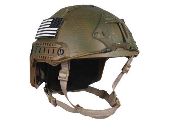 istock US army kevlar helmet with infrared tab - US flag 1206314355