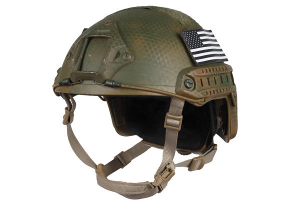 istock US army kevlar helmet with infrared tab - US flag 1206314414