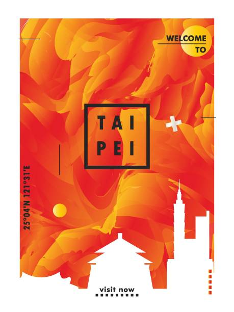 taiwan taipeh skyline stadt gradient vektor poster - backgrounds cityscape taipei taiwan stock-grafiken, -clipart, -cartoons und -symbole