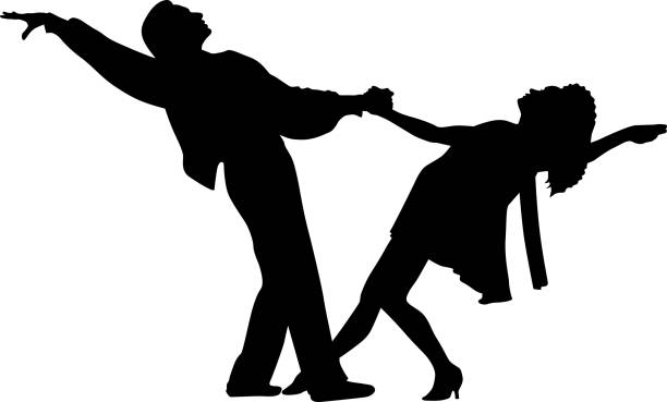 Vector silhouette of a dancing woman and man. Dance couple illustration vector art illustration