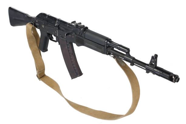 kalashnikov AK assault rifle on white kalashnikov AK assault rifle on white background ak 47 violence industry black stock pictures, royalty-free photos & images