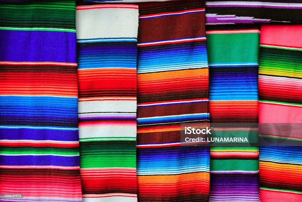 Mexican serape fabric colorful pattern texture Mexican serape fabric colorful pattern texture background Mexico Stock Photo