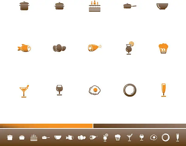 Vector illustration of Food and Drink Icons | Orange Brown