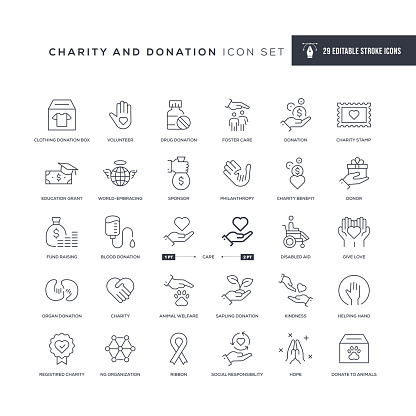 29 Charity and Donation Icons - Editable Stroke - Easy to edit and customize - You can easily customize the stroke with