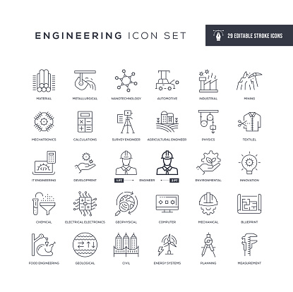 Engineering Editable Stroke Line Icons