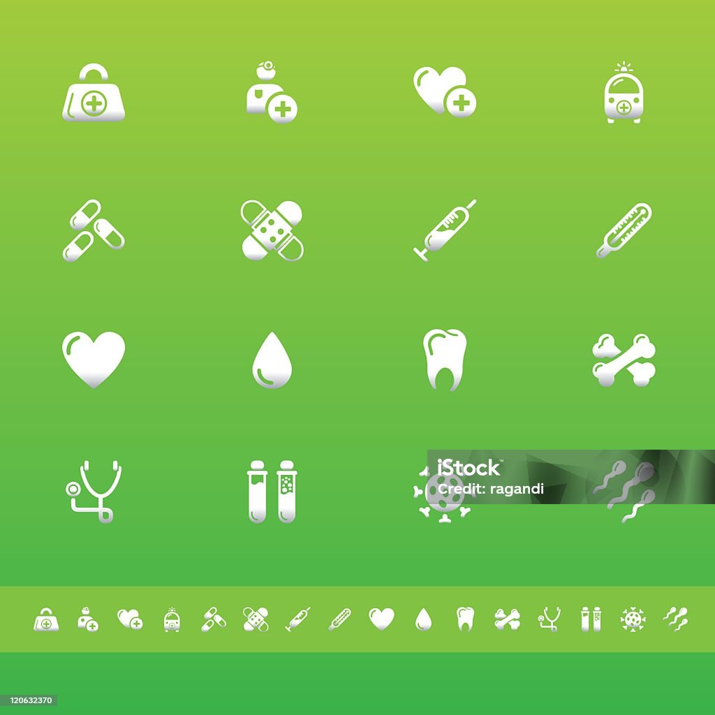 Medical Icons/Branco sobre verde - Royalty-free Ambulância arte vetorial