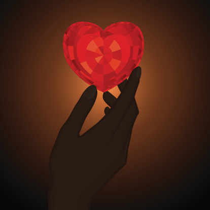 The elegant image of the hand holding red jewel heart. Files include: Illustrator CS5, Illustrator 8.0 eps, SVG 1.1, pdf 1.5, JPEG 300 dpi, organized by layers, easy to edit.