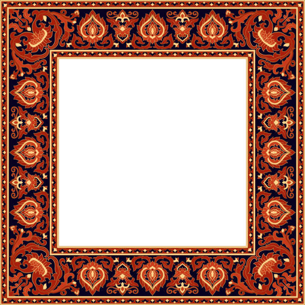 ilustrações, clipart, desenhos animados e ícones de modelo oriental para quadro. - filigree gold leaf frame backgrounds